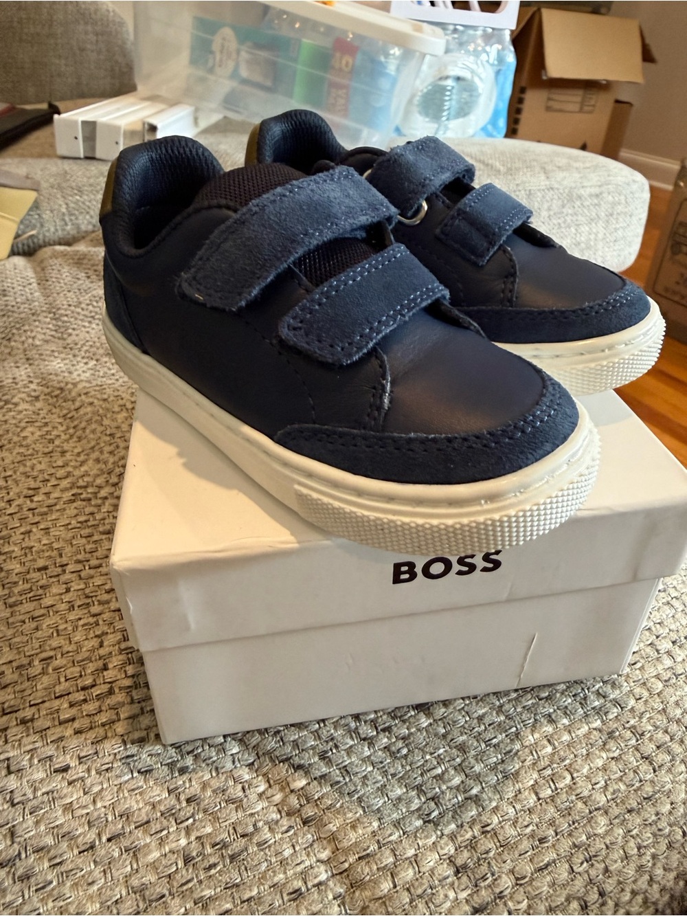 Hugo Boss Navy Blue Kids Velcro Sneakers